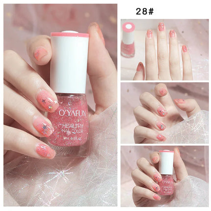 Nail Art Tearable Quick Dry Normal Without Lamp Nail Polish Glitter Sequins UV Varnish Matte Waterproof No-bake Nail Polish