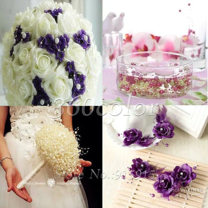 5 Meters Fishing Line Artificial Pearls Beads Chain Garland Flowers Wedding Party Home Decor Supply Ivory White Pink Light blue