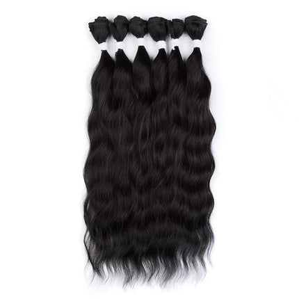 FASHION IDOL Water Wave Hair Bundles Synthetic Hair Extensions Ombre Blonde Brown Cosplay Weave Hair Bundles 20 inch 6Pcs Hair