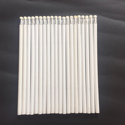 100pcs Wooden Pencils HB White Pencil For School Items Supplies Kids Pencils With Erasers Cute Stationery Art Drawing Wholesale