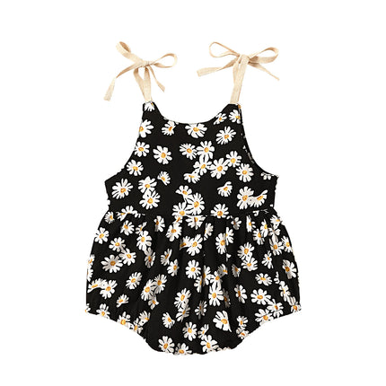 Baby Girl's Romper, Daisy Print Sleeveless Sling Bodysuit One-piece Suit for Birthday Party Photography