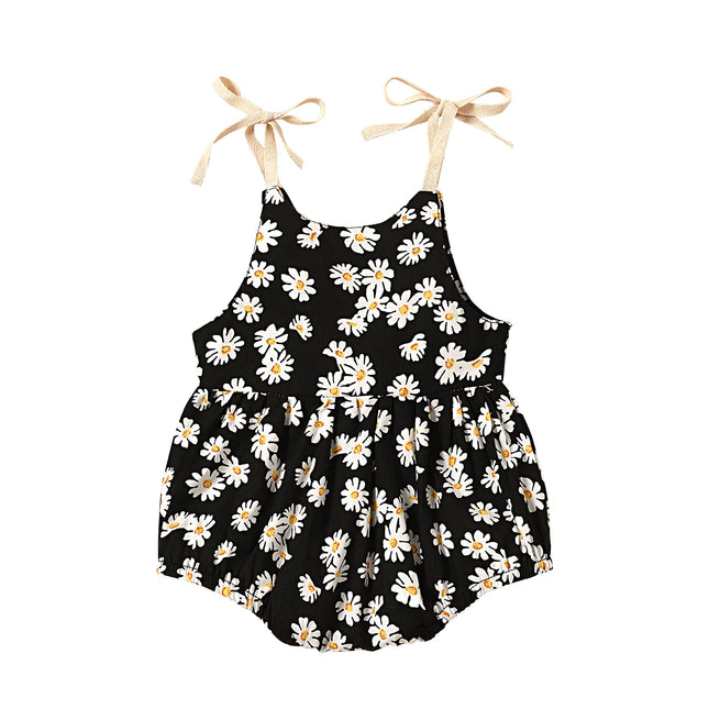 Baby Girl's Romper, Daisy Print Sleeveless Sling Bodysuit One-piece Suit for Birthday Party Photography