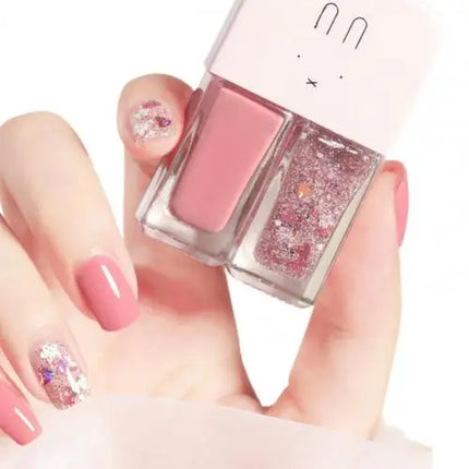 Manicure Water-based Bright Scrub Can Tear Gemini Nail Polish Two Bottles Set Twin Nail Polish Combination Glitter Nal Art Tools