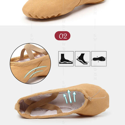 Girls Ballet Shoes Canvas Flat Ballet Dancing Slippers Dance Shoes For Adult Women Kids Children Classic Split-Sole Soft Leather