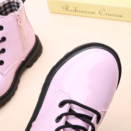 New Children Shoes Boots for Children Size 21-37 Boots for Girl PU Leather Waterproof Winter Kids Snow Shoes Girls Boots