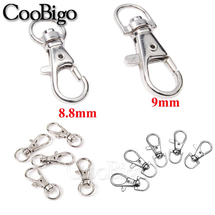10pcs Swivel Key Holder Keyring Keychain Keyfob Lobster Clasp Carabiner Clips Snap Hook Buckle Bag Strap Jewelry DIY Craft Metal