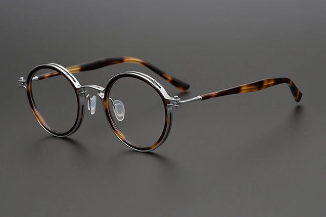 Top Quality Retro Round Glasses Frame Japanese Handmade Titanium Ultralight Men Eyeglasses Women Eyewear Acetate Korean Fashion