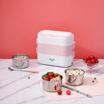 Mini Electric Heating Lunch Box Bento Rice Cooker Portable Meal Container Food Warmer with Porridge Heater for On-the-Go