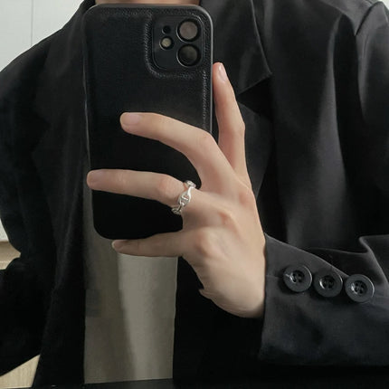 Korea Personalise Name Letters Leather PU Soft Phone Case For iPhone 15 14 13 12 11 Pro X XS Max XR 7 8 Plus Luxury Plain Cover