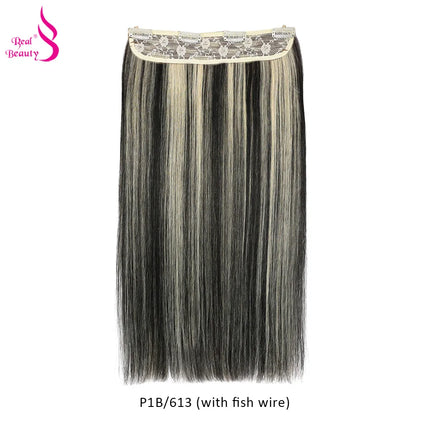 Real Beauty Single Clip In Hair With Adjustable Fish Wire Machine Made Human Hair Clip In Extensions Remy Hair
