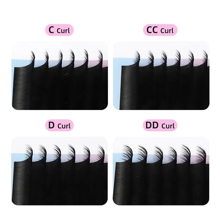 RUJADE 5 Cases/Lot False Eyelash Extensions Black Russian Volume Silk Eyelashes Regular Classic Individual Lashes Extensions