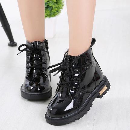 New Children Shoes Boots for Children Size 21-37 Boots for Girl PU Leather Waterproof Winter Kids Snow Shoes Girls Boots