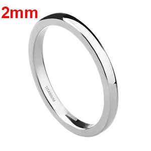 Somen 2mm/4mm/6mm Polished Silver Color Titanium Ring Women Smooth Wedding Band Minimalism Simple Stack Rings Female Jewelry