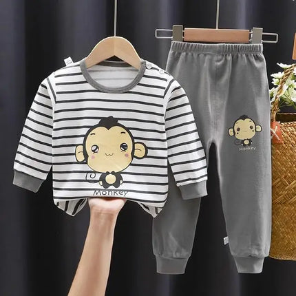 Kids Set Boy Pajamas Cotton Baby Cotton Clothing Children Autumn Clothes Pants Sets Home Clothes For Baby Infant Newborn Outfits