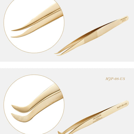 DeceMars  Eyelash Extension Tweezers Gold Color