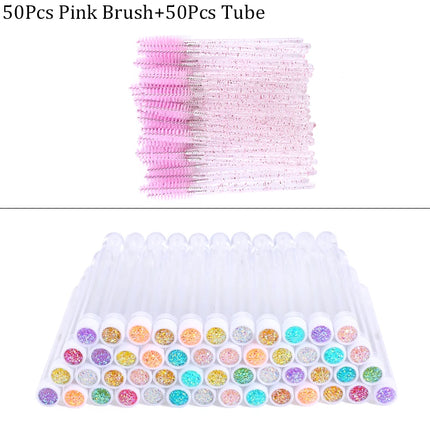 Reusable Eyebrow Brush Tube Eye Lash Brush Replaceable Mascara Wands Dust-proof Sparkling Diamond Eyelash Extension Makeup Tools