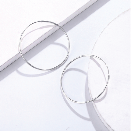 SOMILIA SOMILIA Platinum Big Hoop Earrings for Women, 925 Sterling Silver Jewelry Female Fashion Women Earrings 10-90mm For Gift