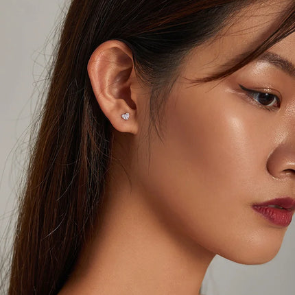 Bamoer 925 Sterling Silver Brilliant Star Earrings for Women Tiny Butterfly Stud Earrings Snowflake Girl Ear Studs Fine Jewelry