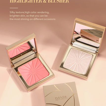 IMAGIC Brightening Highlighter&Cheek Blush Palette Professional Brighten 8-Color Repair Smooth Oil-Control Natural Pressed Makeu