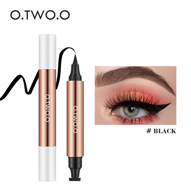 O.TWO.O Eyeliner Stamp Black Liquid Eyeliner Pen Waterproof Fast Dry Double-ended Eye Liner Pencil Makeup for Women Cosmetics