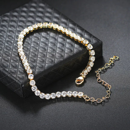 Iced Out 4MM Zircon Tennis Anklet Bracelet for Women Dazzling Bracelet on The Leg Chain Sexy Decoration on Foot Fashion Jewelry