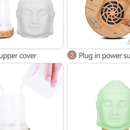 100ml Essential Oil Diffuser Buddha head Humidifier With Night Lamp Aromatherapy Mist Foger Maker Essential Oil Diffuse For Home