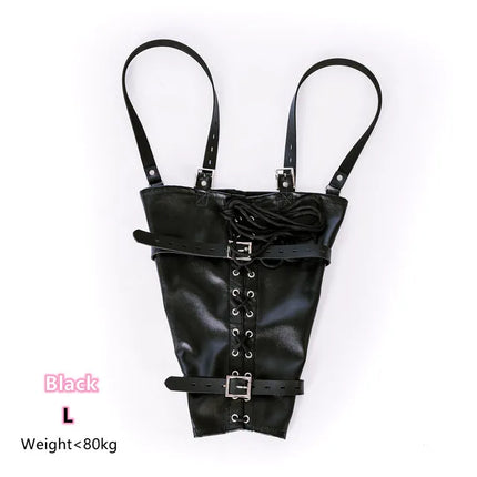 BDSM Bind Leg/Arm Binder,Behind Back Bondage Armbinder Leather Straight Jacket Slave Lockable Glove With Shoulder Straps Sex Kit