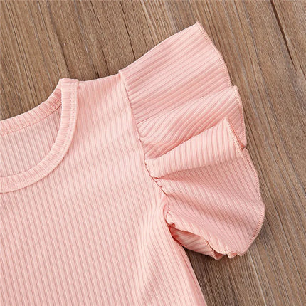 0-18months Newborn Baby Girl Rompers Ruffle Short Sleeve Bodysuit For Infant Girls Solid Black Pink White Summer Playsuits