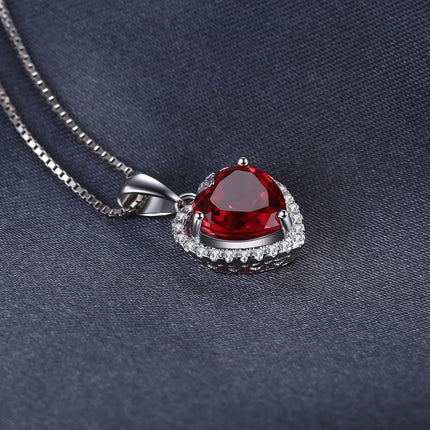 JewelryPalace Heart Love 3.6ct Created Ruby 925 Sterling Silver Pendant Necklace for Women No Chain Fashion Fine Jewelry Gift