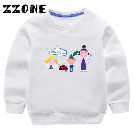New Spring Autumn Baby Girls Sweatshirts Ben and Holly Kingdom Cartoon Cute Kids Hoodies Children Pullover Tops Boys Clothes