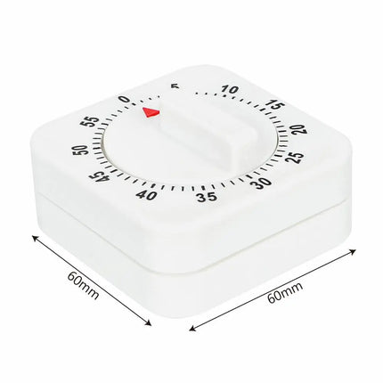 60 Minutes Kitchen Timer Countdown Alarm Reminder HILIFE Cooking Tools Mechanical Timer White Square