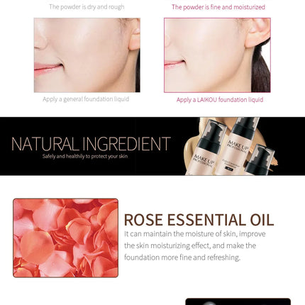 LAIKOU Makeup Base Face Liquid Foundation BB Cream Concealer Moisturizer Oil-control Whitening Waterproof Maquiagem Makeup 40g