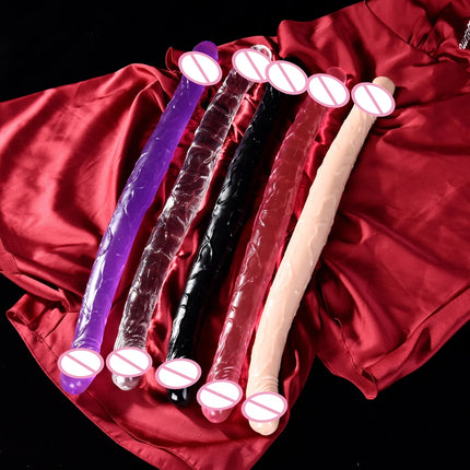 Double Head Dildo Long Jelly Realistic Dildo Double Ended Dildo Flexible Big Penis for Women Masturbator Sex Toys for Lesbian