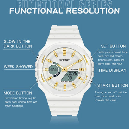 SANDA Outdoor Sports Watches Men Ms LED Digital Watches Military Waterproof Date Electronic Watch Boy Girl Relogio Masculino