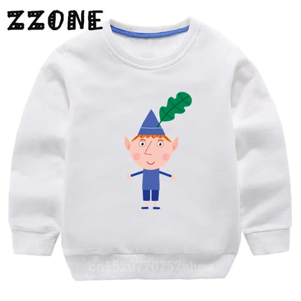 New Spring Autumn Baby Girls Sweatshirts Ben and Holly Kingdom Cartoon Cute Kids Hoodies Children Pullover Tops Boys Clothes