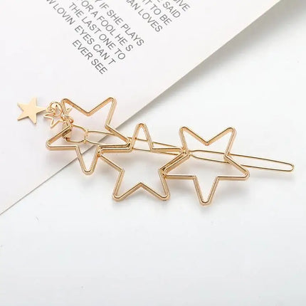 Fashion Metal Leaf Hair Clip Barrettes Hairpin Barrette Hair Claws Women Girls Trend Charm Moon Round Triangle