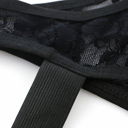 Men Underwear Sexy Lace Panties Jock Strap Man Thong T-back Jockstrap Leg Strap Lingerie Transparent Underpants Plus Size
