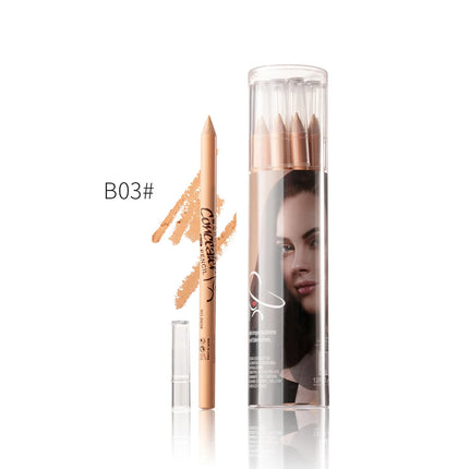 Face Dark Circle Concealer Pen Cover Up Acne Scars Fine Lines Wooden Handle Soft Cream Waterproof Face Contour Pen Face Makeup