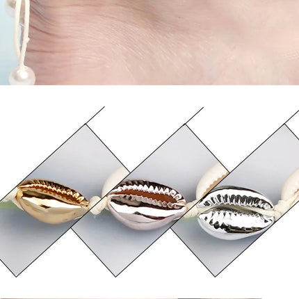 Women Seashell Anklet Silver Color Shell Bracelet for Girls Summer Beach Holiday Foot Ankle Jewelry Bohemian Leg Chain Gift