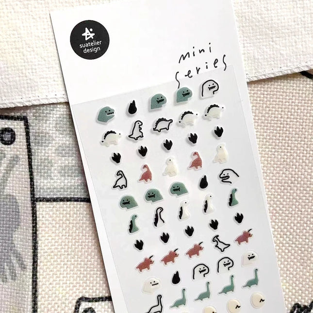 Suatelier Mini Stickers Korean Cartoon Dinosaur Animal Scrapbooking DIY Nail Sticker Junk Journal Diary Decor Craft Supplies