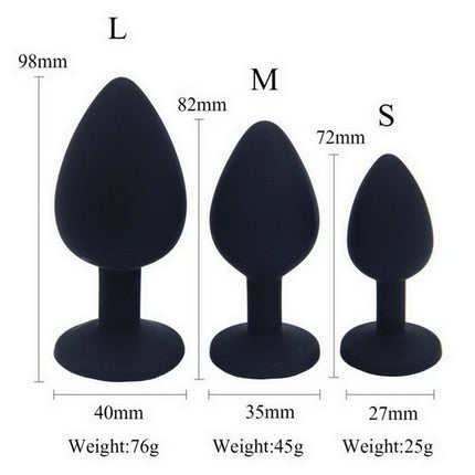 Unisex Silicone Butt Plug 3 Sizes Anal Dildo Sex Stopper Adult Toy for Men/Women Couple Anal Trainer No Vibrator