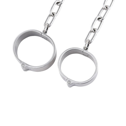 Stainless Steel Handcuff Slave Restraints Set Bondage Collar Ankle Cuffs BDSM Bondage Restraint Sex Toys for Women Man Couples