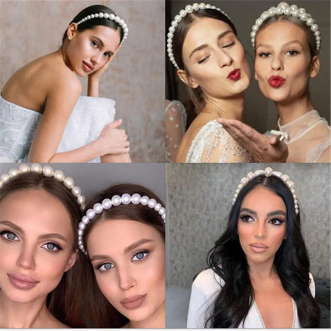 New Simple Full Pearls Women Hairbands Sweet Headband Hair Hoops Holder Ornament Head Band Lady Elegant Fashion Hair Accessories