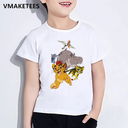 Kids Lion King Character Cartoon Print T-shirt Children Funny Clothes Girls & Boys Summer White Baby T shirt