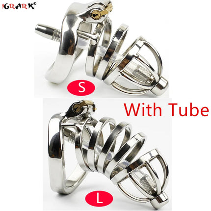 Male Chastity Device Stainless Steel Cock Cage Lockable Sex Toys for Men Penis Sleeve Cock Ring Gay Adult Games Erotic Products