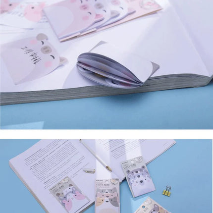 45Sheets/Pack Cartoon Sticky Notes Kawaii Penguin Pig Bear Cat Memo Pads Sticker Student Gifts Stationery School Office Supplies