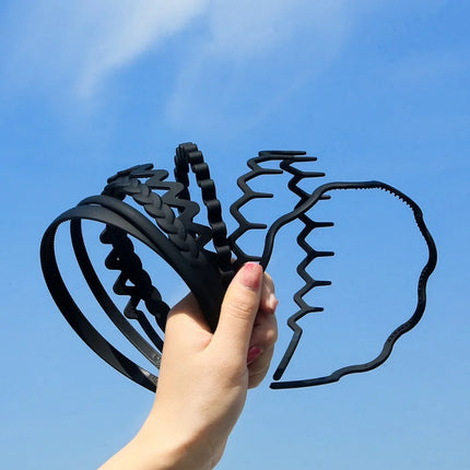 High Quality 1Pc/Lot 12cm Fashion Men's Women's Unisex Black Wavy Hair Head Hoop Band Sport Headband Hairband Hair Accessories