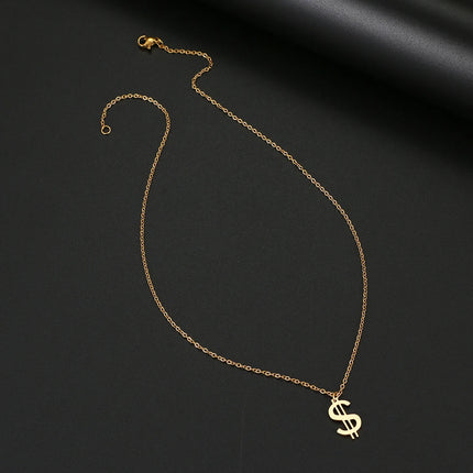 Stainless Steel Necklaces Dollar Symbol Currency Style Pendant Collar Chain Fashion Necklace For Women Jewelry Party Best Gifts