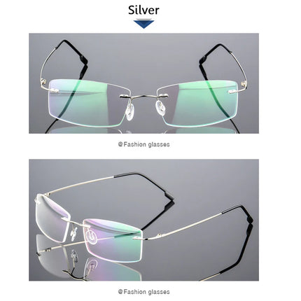Ultralight Coating Frameless Myopia Glasses -1.0 -1.5 -2.0 To -5.0, Rimless Super Light Stainless Steel Hyperopia +1.0 +2.0 +4.0