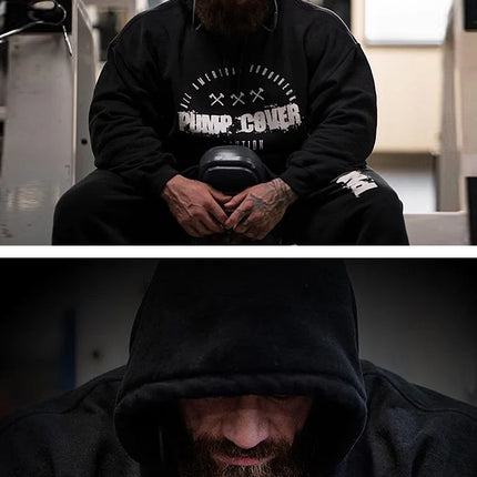 Men's Winter Wool Loose Coat Gym Singlets Sweatshirts Mens Fleece Hoodies Stringer Bodybuilding Fitness Casual Pullovers